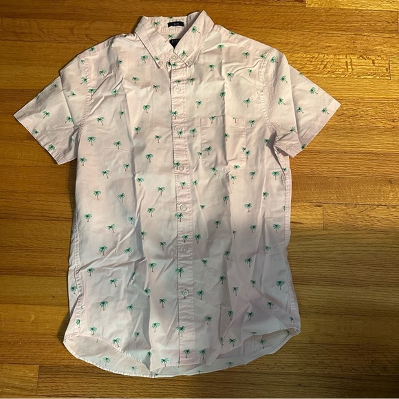 J.Crew Flex Washed Mens Short Sleeve Button Shirt Sz.M-Slim/Palm Tree Print (E)5 - Picture 2 of 10